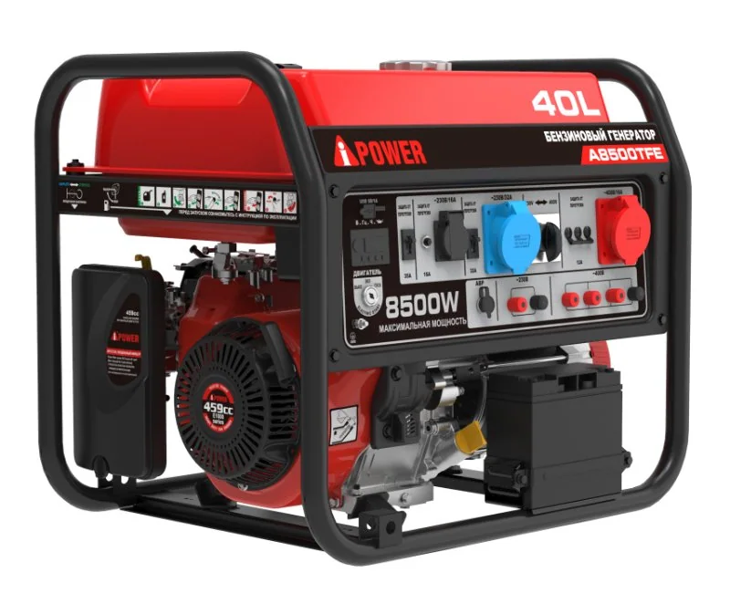 A-iPower Бензиновый генератор A8500TFE арт. 20116, 8,5/8 кВт, стартер электро, кол-во фаз 1=